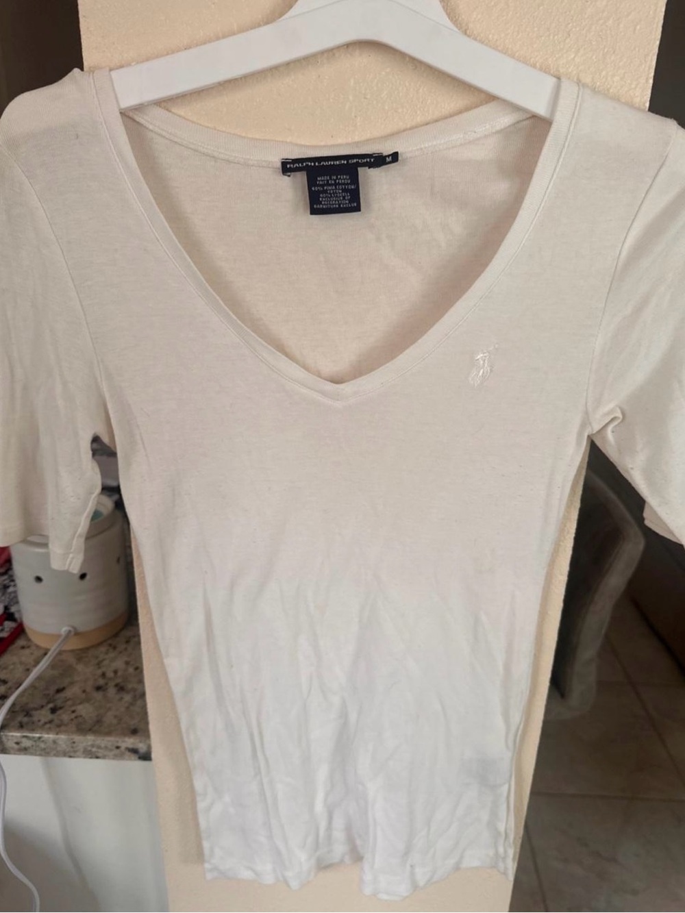 Ralph Lauren White V-Neck Short Sleeve Tee